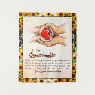 To My Granddaughter Sunflower Gift From Grandma Tapestry