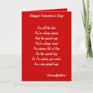 To my  grandfather on valentine's day holiday card