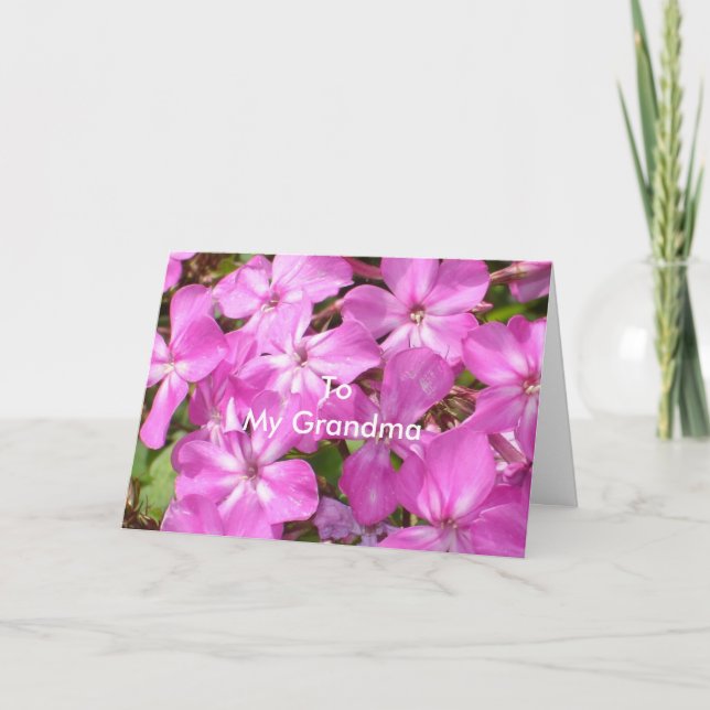 To My Grandma Birthday Pretty Pink Flowers Card (Front)