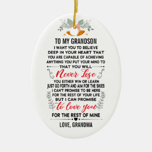 To My Grandson From Grandma with Custom Name Ceramic Ornament
