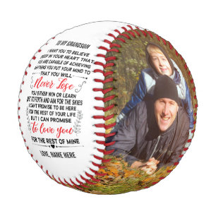 To My Grandson From Grandpa & Custom 2 Photos Baseball