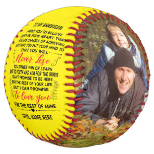 To My Grandson From Grandpa Grandma Custom 2 Photo Softball