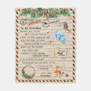 To My Grandson Gift,Grandson And Grandpa,Bird Love Fleece Blanket