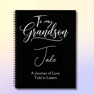 To My Grandson Personalised Black Notebook