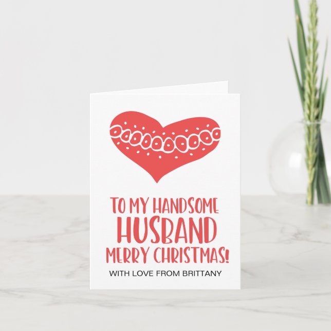 To My Handsome Husband Merry Christmas Greeting Holiday Card (Front)