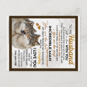 To My Husband, Couple Wolf Gift, Wedding Gift Postcard