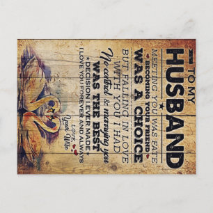 To my Husband Decor   Anniversary Present Announcement Postcard