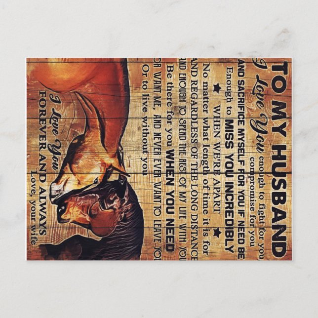 To My Husband Decor, Love Quotes Letter Announcement Postcard (Front)