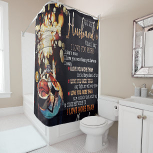 To My Husband Decor, Love Quotes Letter Shower Curtain