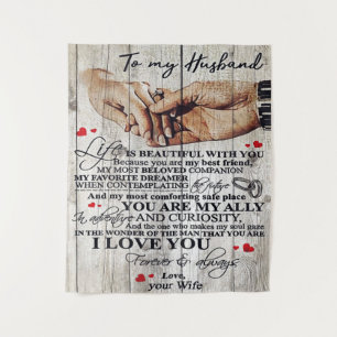 To My Husband Design Gift Love Letter To Him Tapestry