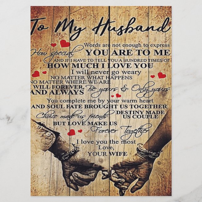 To My Husband Design | Letter To Him | Lovely Gift Menu (Front)