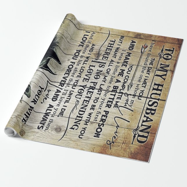 To My Husband Design | Letter To Him | Lovely  Wrapping Paper (Unrolled)