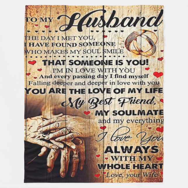 To My Husband Design | Love Letter Gift To Him Fleece Blanket (Front)