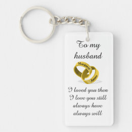 To my husband - engraved names - Poem + I love you Key Ring