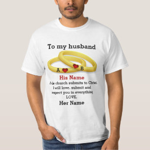 To my husband for him wedding couple ring monogram T-Shirt