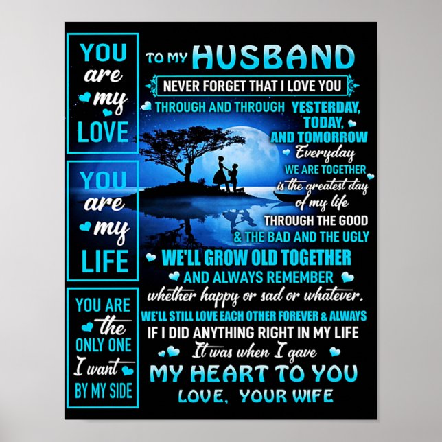 To My Husband Gift, Cute Husband Birthday Gift Poster (Front)