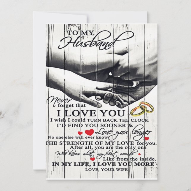 To My Husband Gift, Holiday Gift Card (Front)