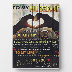 To My Husband Gift Lovely Husband Letter Plaque