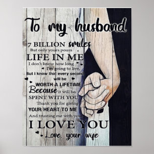 To My Husband Gift Lovely Husband Letter Poster