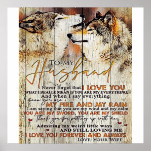 To My Husband Gift Lovely Husband Letter Present Poster