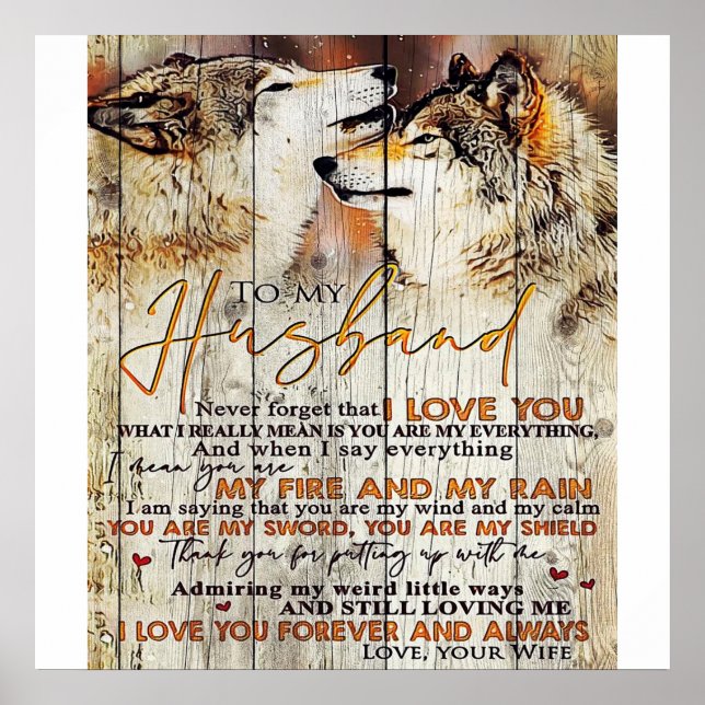 To My Husband Gift | Lovely Husband Letter Present Poster (Front)
