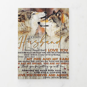 To My Husband Gift   Lovely Husband Letter Present Tri-Fold Announcement