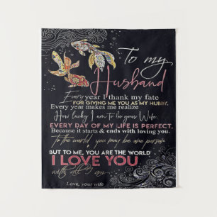 To My Husband Letter Best Father's Day Present Tapestry