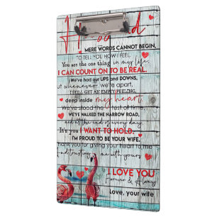 To My Husband Letter   Cute Flamingo Present Clipboard