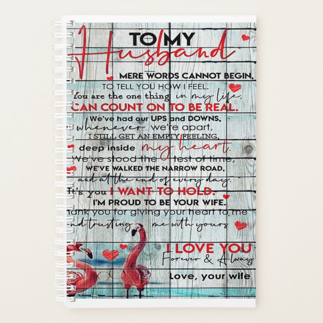 To My Husband Letter | Cute Flamingo Present Planner (Front)