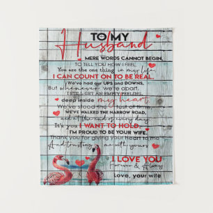 To My Husband Letter Cute Flamingo Present Tapestry