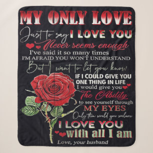 To My Husband Letter Cute Present Dad's Gift Sherpa Blanket