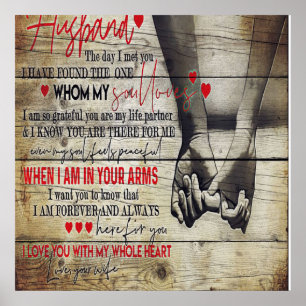 To My Husband Letter, Love Quotes Gift Poster