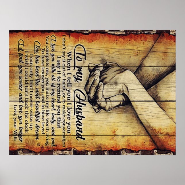 To My Husband Letter, Lovely Quotes Gift Poster (Front)