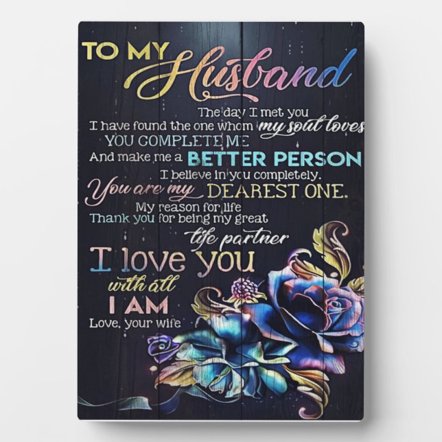 To My Husband Letter, To My Husband Gift Plaque (Front)