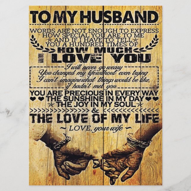 To My Husband | My Husband Gift | Letter For Him | Menu (Front)