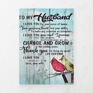 To my Husband Personalised perfect gift Tri-Fold Announcement