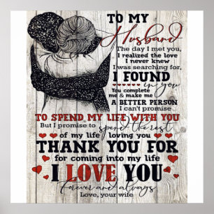 To My Husband Present Cute Quotes Gift Poster