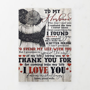 To My Husband Present Cute Quotes Gift Tri-Fold Announcement