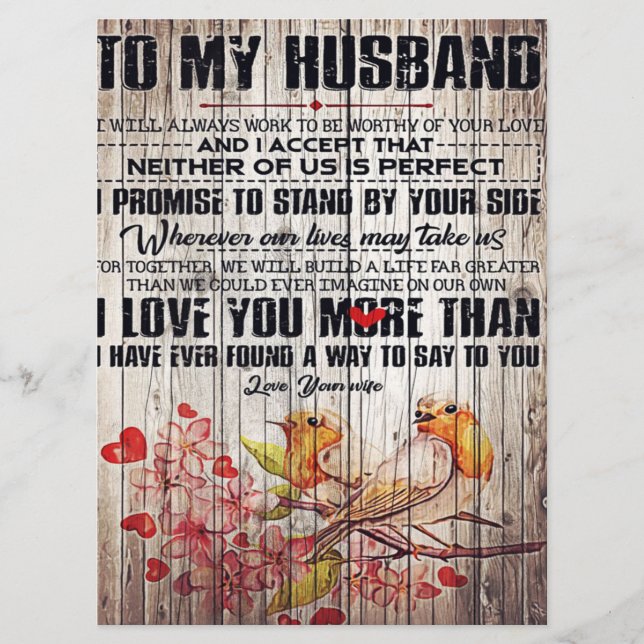 To My Husband Present | Cute Slogan Gift | Menu (Front)