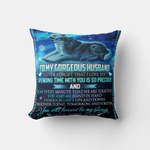 To My Husband Wolf Gift, Husband Birthday Gift Cushion