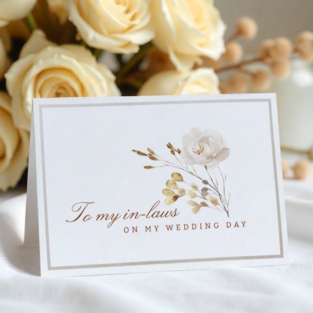 To My In-Laws on My Wedding Day Fall Floral Card (In-Laws Wedding Day Card)