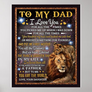 To My Lion Dad Gift, Dad Birthday Gift Idea Poster