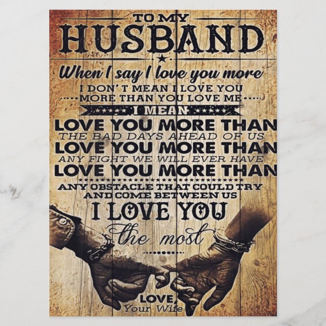 To My Love My Husband | Cute Quotes Gift | Menu (Front)