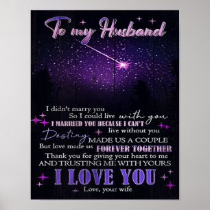 To My Love My Husband Cute Quotes Gift Poster