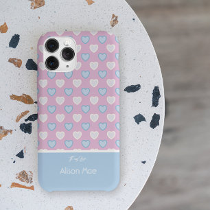 To my Love Name Blue and Pink Hearts Pattern iPhone 14 Case