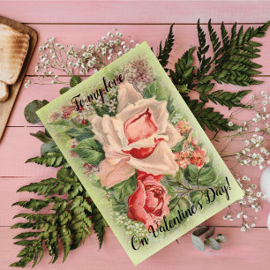 To My Love on Valentine's Day Floral Victorian Holiday Postcard