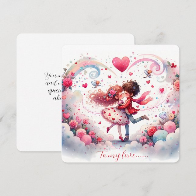 To My Love On Valentines Day Kissing Holiday Card (Front/Back)