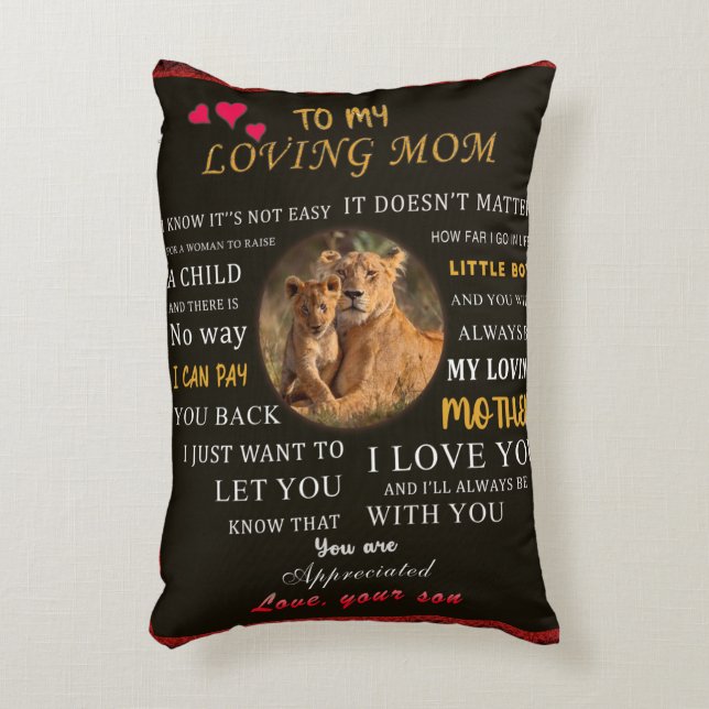 To My Loving Mum From Son Decorative Cushion (Front(Vertical))