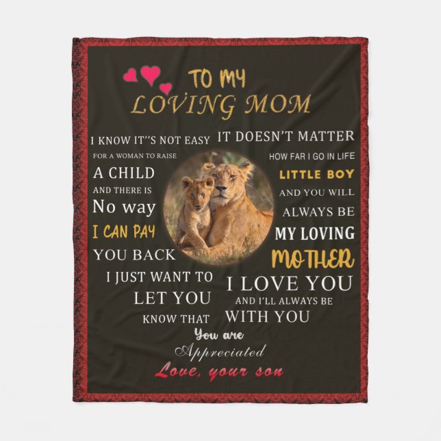 To My Loving Mum From Son Fleece Blanket (Front)