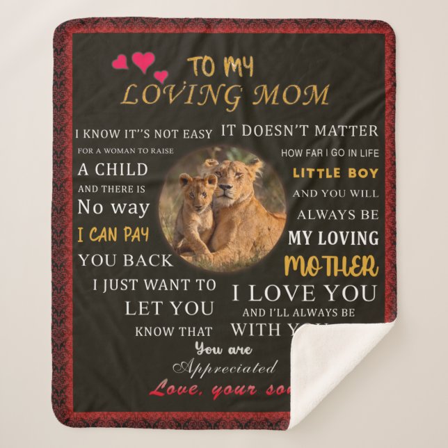 To My Loving Mum From Son Sherpa Blanket (Front)